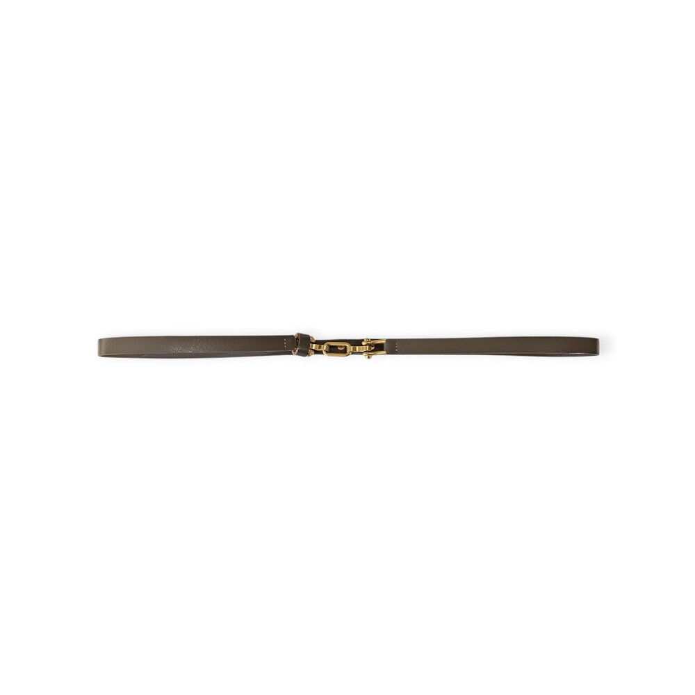 Unbranded | Slim Leather Belt | Women's/Unisex | M/L (Estimated) | Taupe | Gold